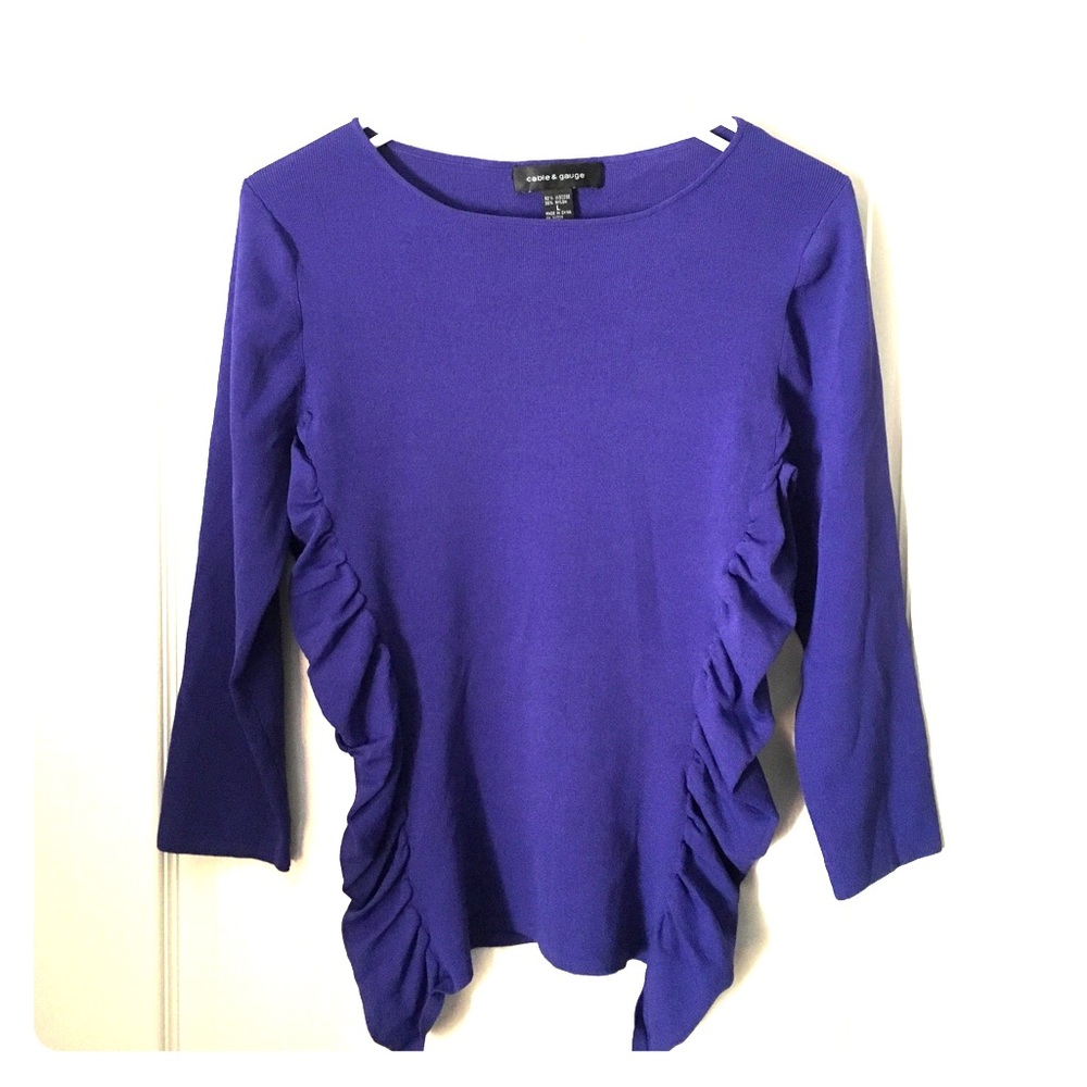 CABLE & GAUGE - Violet Knit Ruffle Top